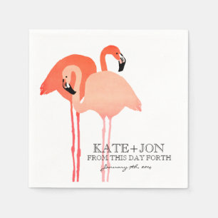 Serviette Jetable Mariage de plage de Flamants roses roses