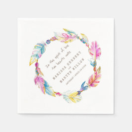 Serviette Jetable Mariage de plumes et perles colorfu serviettes