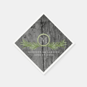 Serviette Jetable Mariage de romarin et de bois rustique