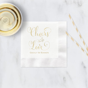 Serviette Jetable Mariage Élégant Or À la Santé de l'Amour