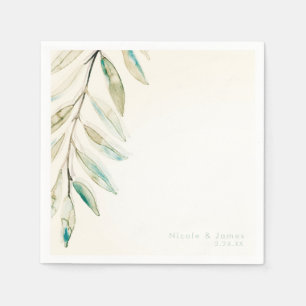 Serviette Jetable Mariage feuilles d'eucalyptus verdure moderne vint
