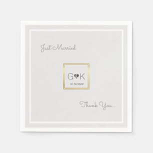 Serviette Jetable mariage gris pâle monogrammé