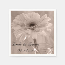 Serviette Jetable Mariage marguerite rose pâle