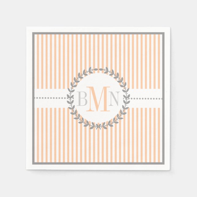 Serviette Jetable Mariage motif rayé blanc (Devant)