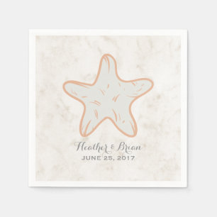 Serviette Jetable Mariage Orange Rustique Starfish