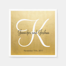 Serviette Jetable Mariage personnalisé Monogramme personnalisé Gold 