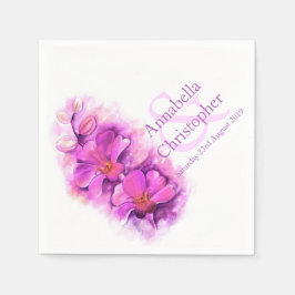 Serviette Jetable Mariage personnalisé orchidée aquarelle papier ser