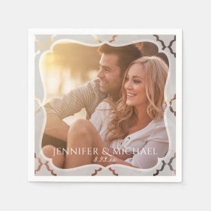 Serviette Jetable Mariage photo Damas en miroir Cocktail serviettes