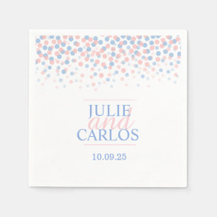 Serviette Jetable Mariage point confetti bleu rose serviettes person