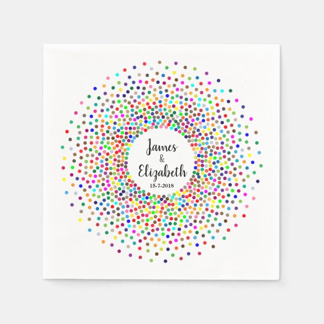 Serviette Jetable Mariage Rainbow Confetti (Devant)