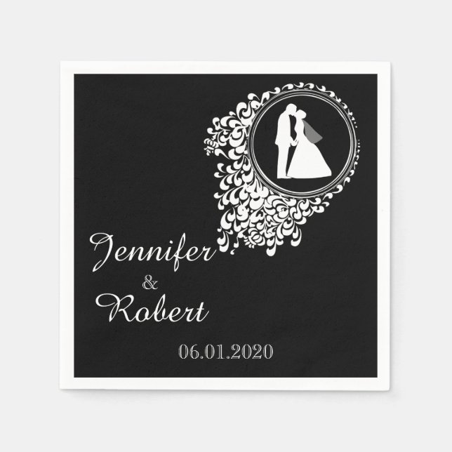 Serviette Jetable Mariage romantique moderne Napkin (Devant)