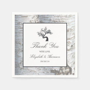 Serviette Jetable Mariage Rustic Silver Birch Tree