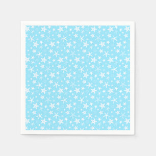 Serviette Jetable Mariage thème étoile de mer bleu blanc