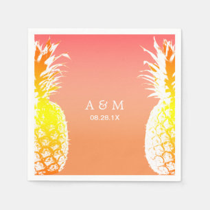 Serviette Jetable Mariage tropical des ananas hawaïens