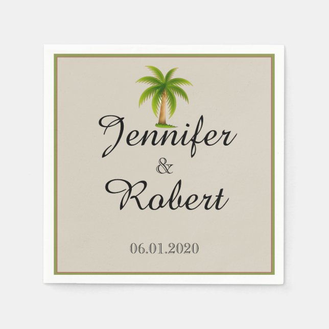Serviette Jetable Mariage Tropical Palm Tree (Devant)