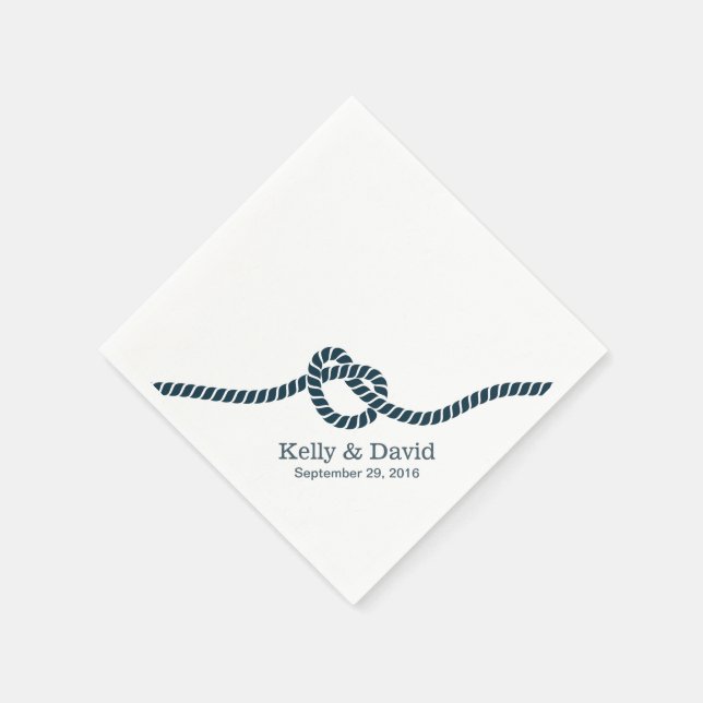 Serviette Jetable Mariage Tying Bleu Marine Knot (Coin)