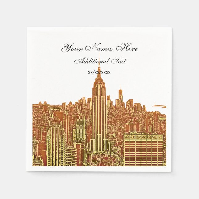 Serviette Jetable Marine NYC Skyline Silhouette, ESB (Devant)