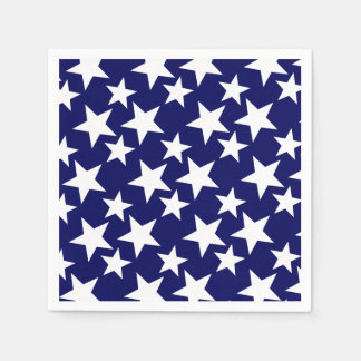 Serviette Jetable Marine patriotique bleu avec étoiles blanches