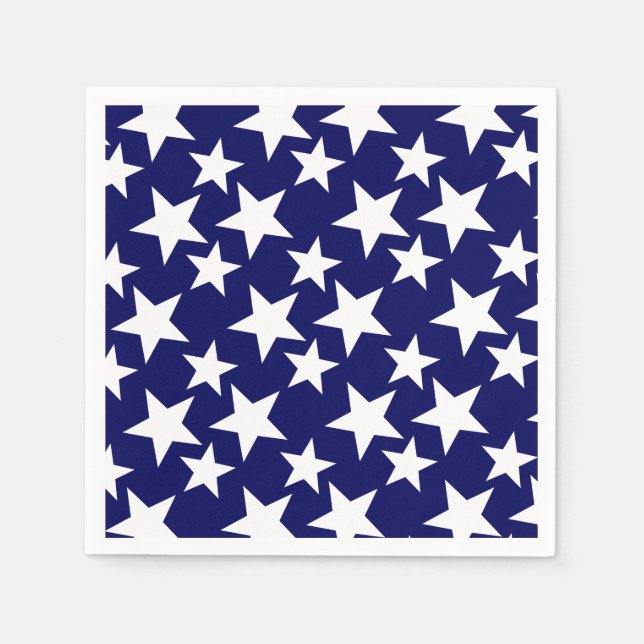 Serviette Jetable Marine patriotique bleu avec étoiles blanches (Devant)