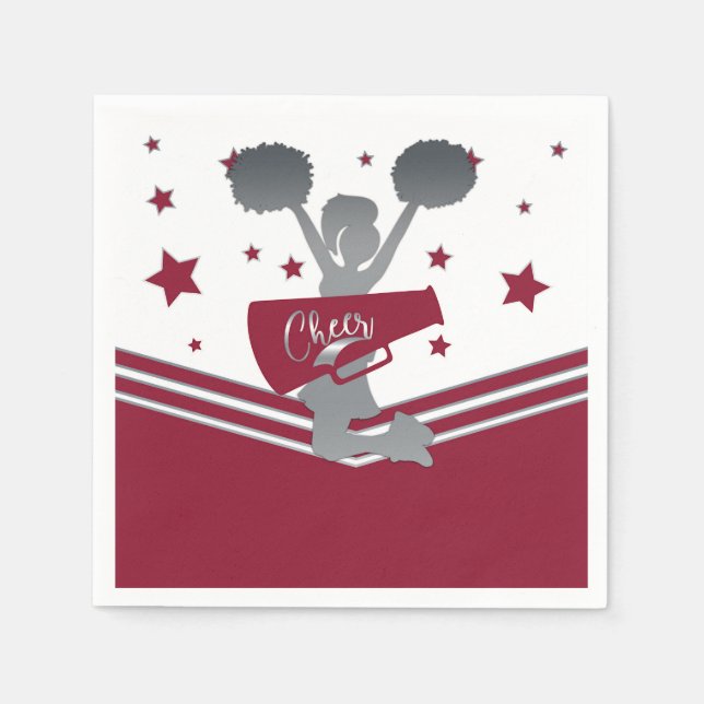 Serviette Jetable Maroon & Silver Stars Cheer Cheer Party (Devant)