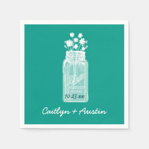 Serviette Jetable Mason Jar avec fleurs et couleur personnalisée A16
