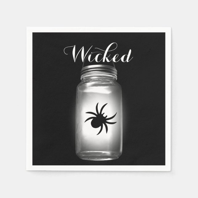 Serviette Jetable Mason Jar Spider Halloween Napkin (Devant)