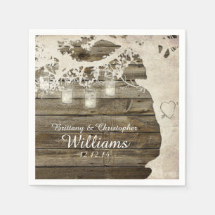 Serviette Jetable Mason Jar String Lights Arbre Grange Bois Naples