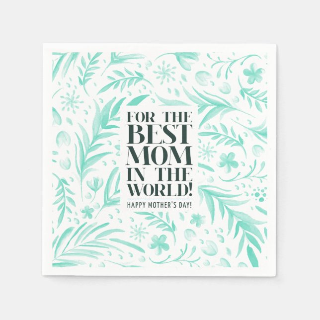 Serviette Jetable Meilleure maman du monde Fête des mères | Napkin (Devant)