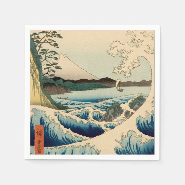 Serviette Jetable Mer japonaise de Satta Hiroshige Art (Devant)