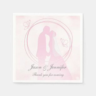 Serviette Jetable Merci personnalisé Romantique rose Mariage Couple