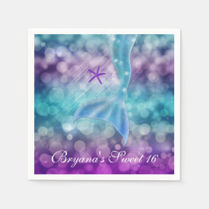Serviette Jetable Mermaid Queue Sous La Mer Anniversaire Serviettes
