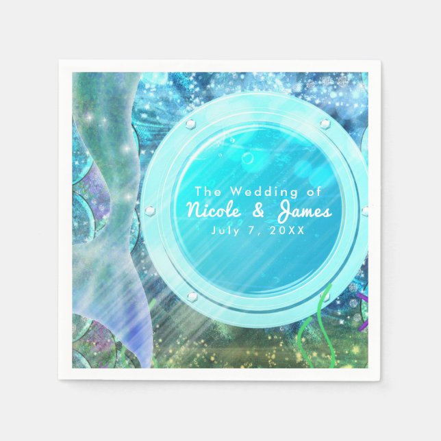 Serviette Jetable Mermaid Tail Magic Under the Sea Birthday Party (Devant)