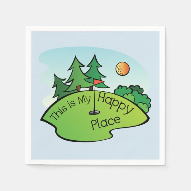 Serviette Jetable Mes serviettes heureuses de golf d'endroit (Devant)