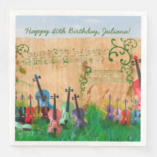 Serviette Jetable Message facultatif d'anniversaire de jardin de