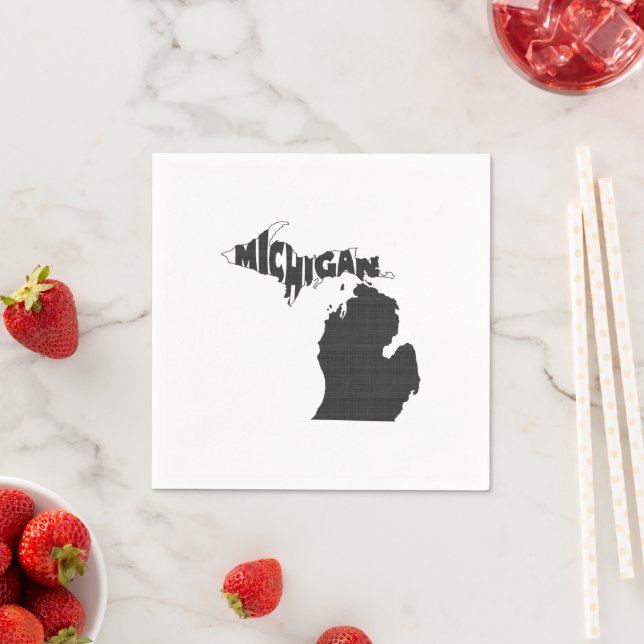 Serviette Jetable Michigan State Name Word Art Black (En situation)