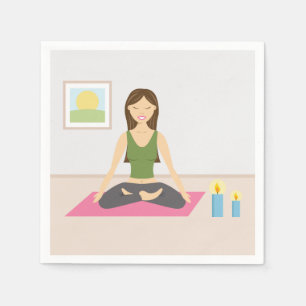 Serviette Jetable Mignonne Fille Faisant Du Yoga Dans Une Jolie Sall