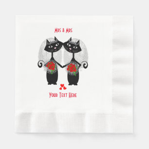 Serviette Jetable Mme + Mme Mariage lesbienne Mariage Chat Cute Brid