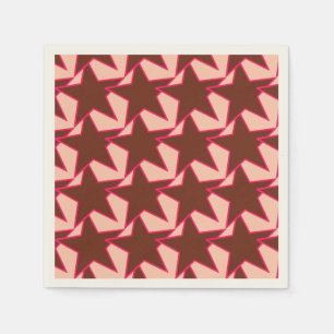 Serviette Jetable Moderne Star Géométrique - chocolat et pêche