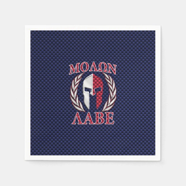 Serviette Jetable Molon Labe Spartan Warrior Carbon Fiber Chrome (Devant)