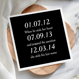 Serviette Jetable Moments Romantiques Dates Personnalisées Mariage S
