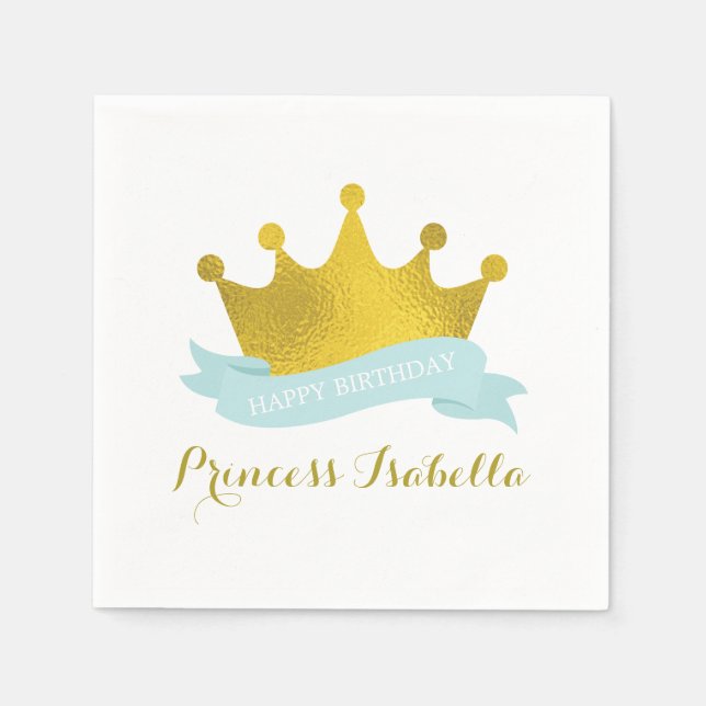Serviette Jetable Monnaie et Gold Princess Anniversaire (Devant)