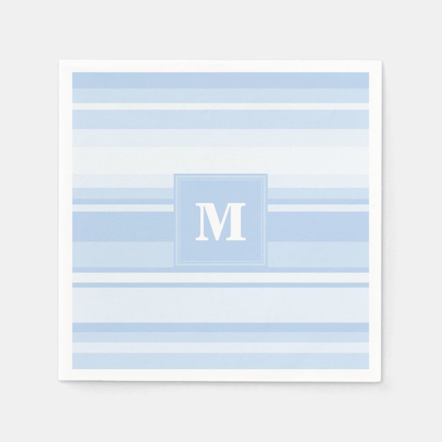 Serviette Jetable Monogramme Bleu rayures (Devant)