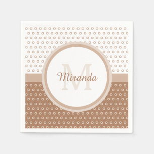 Serviette Jetable Monogramme Brown et blanc avec nom