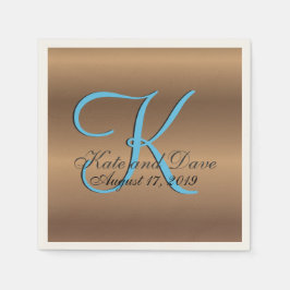 Serviette Jetable Monogramme de bronze 🔑 Pecan élégant