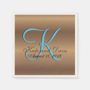 Serviette Jetable Monogramme de bronze 🔑 Pecan élégant