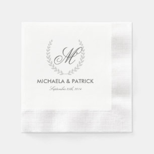 Serviette Jetable Monogramme de mariage de jardin secret