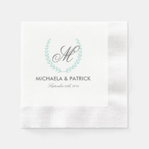 Serviette Jetable Monogramme de mariage de jardin secret