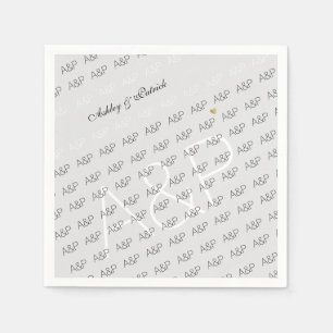 Serviette Jetable monogramme élégant, clair et simple gris clair