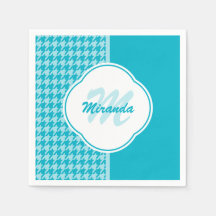 Monogramme et nom du pied de muscade turquoise mod