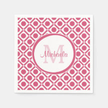 Monogramme géométrique moderne rose et blanc avec 